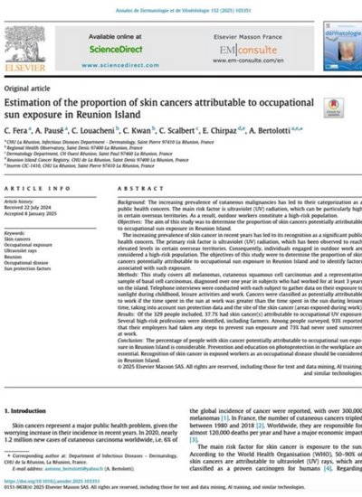 Estimation of the proportion of skin cancers attributable to occupational (…)